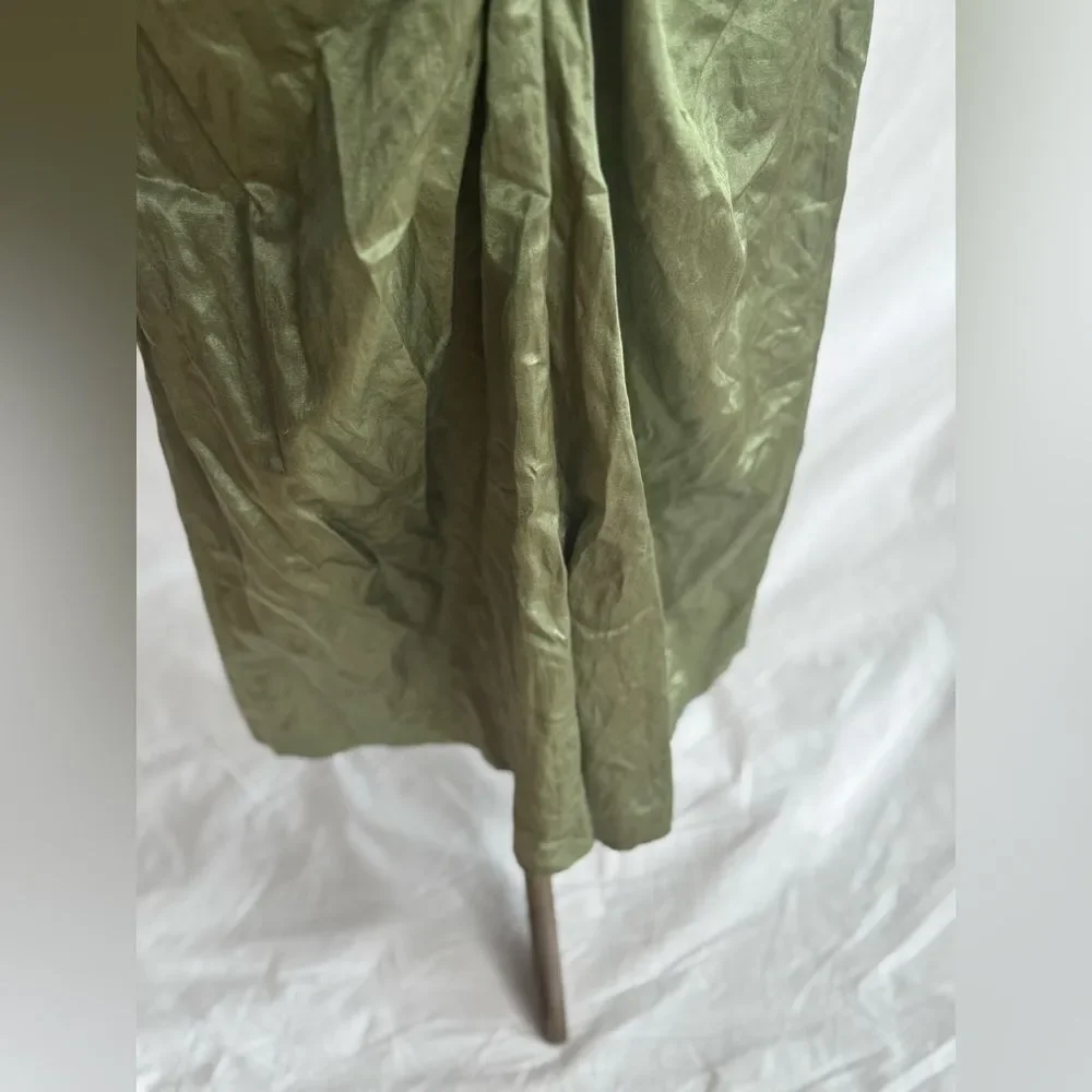 Vince Women’s Sz 10 Metallic Twist Front Cotton‎ Blend Skirt Green - Picture 4 of 9